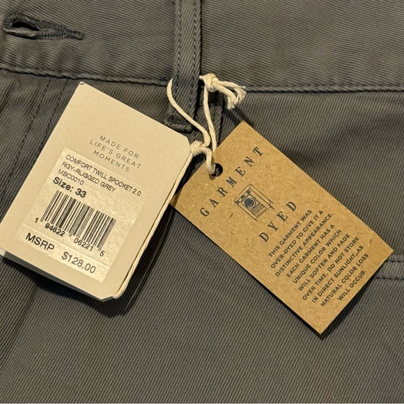 Faherty Comfort Twill 5-Pocket Pant Grey Men’s 33x32 NWT - Picture 12 of 13